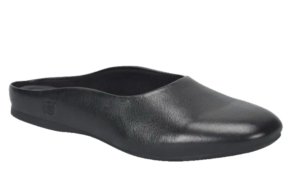 Børn Womens 8 Leather Mules Black Slip On Ballet Flat Loafers Minimalist NWOT - Picture 2 of 10